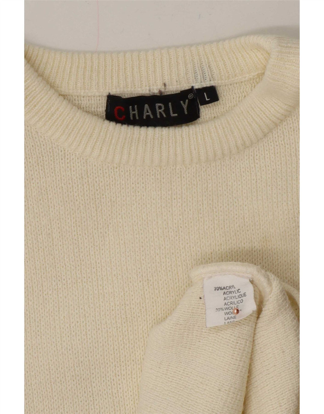Charly Herren-Pullover mit U-Boot-Ausschnitt, groß, cremefarbene, geometrische Wolle