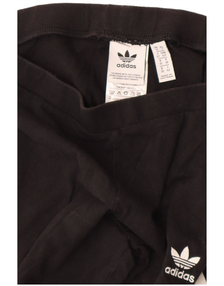 Adidas Damen Leggings UK 10 Small Schwarz Baumwolle