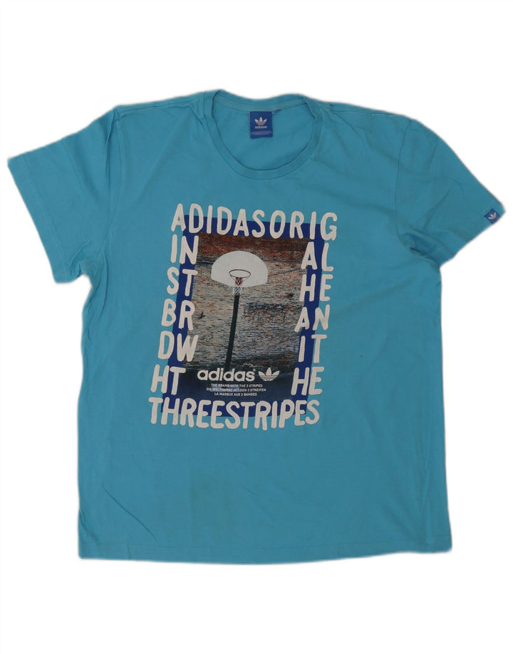 Adidas Herren Grafik T-Shirt Top Mittelblau