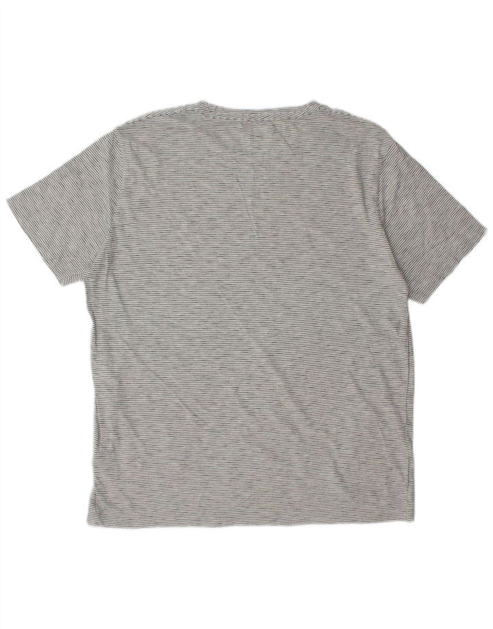 All Saints Herren T-Shirt Top XL grau gestreift aus Baumwolle