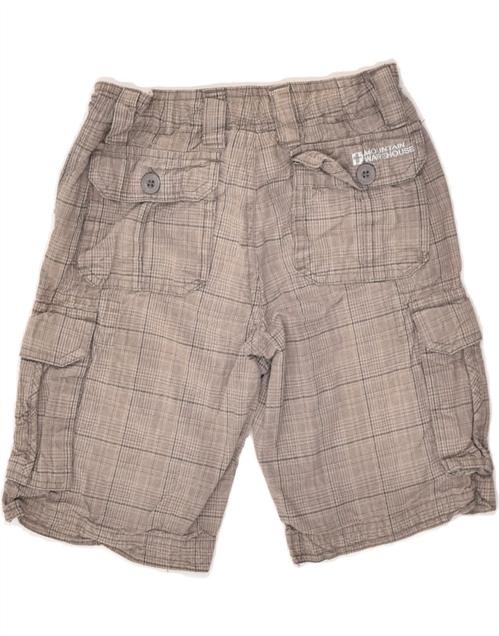MOUNTAIN WAREHOUSE Cargo-Shorts für Jungen, 7–8 Jahre, W22, grau karierte Baumwolle