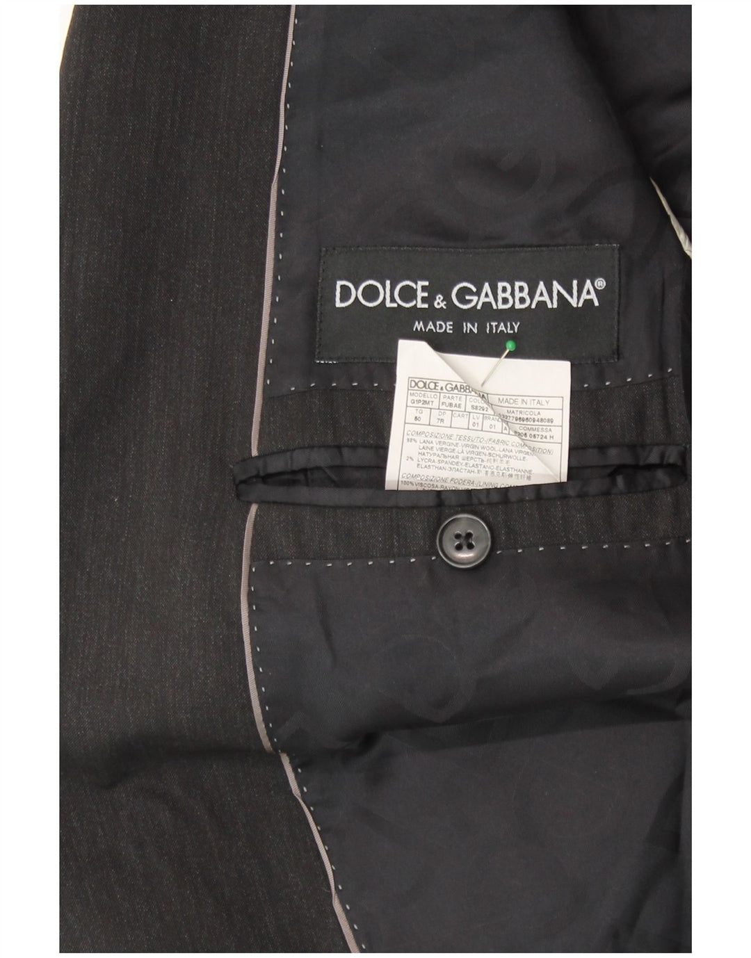 DOLCE & GABBANA Herren-Blazer mit 2 Knöpfen, Größe 50, groß, grau, Nadelstreifen