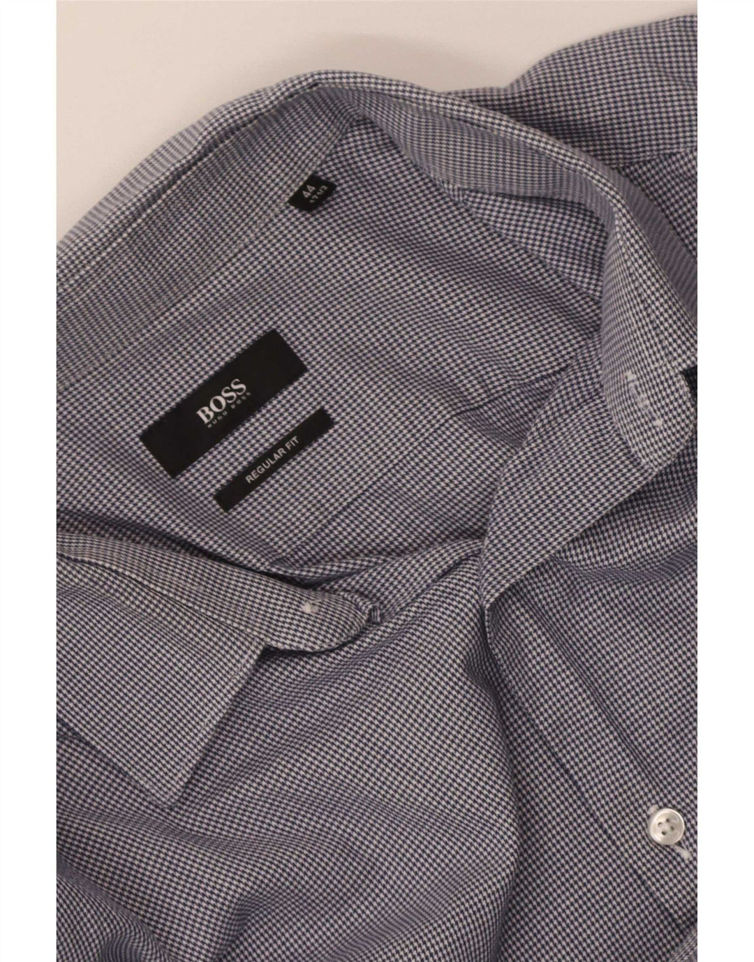 Hugo Boss Herren-Hemd mit normaler Passform, Größe 44 17 1/2 XL, blauer Hahnentrittmuster