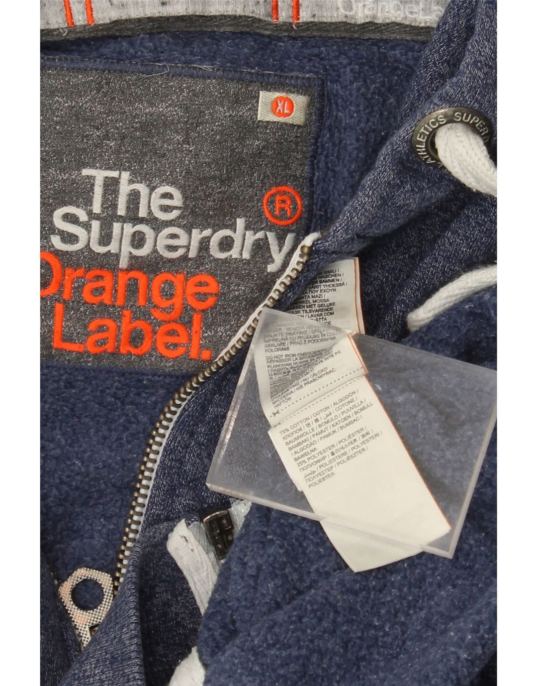 SUPERDRY Herren-Kapuzenpullover mit Reißverschluss, XL, marineblau gesprenkelte Baumwolle