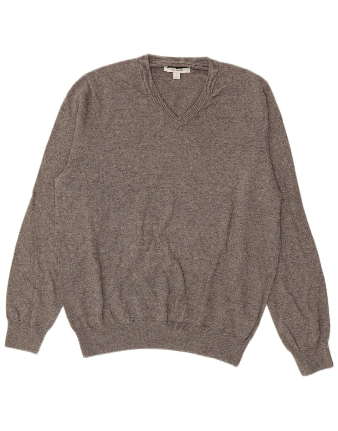 Marks & Spencer Herren-Pullover mit V-Ausschnitt, groß, aus grauer Baumwolle