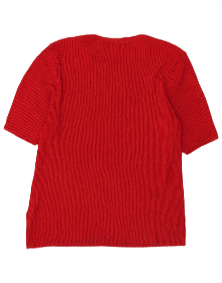 Marks & Spencer Damen Crop T-Shirt Top UK 16 Large Rote Viskose
