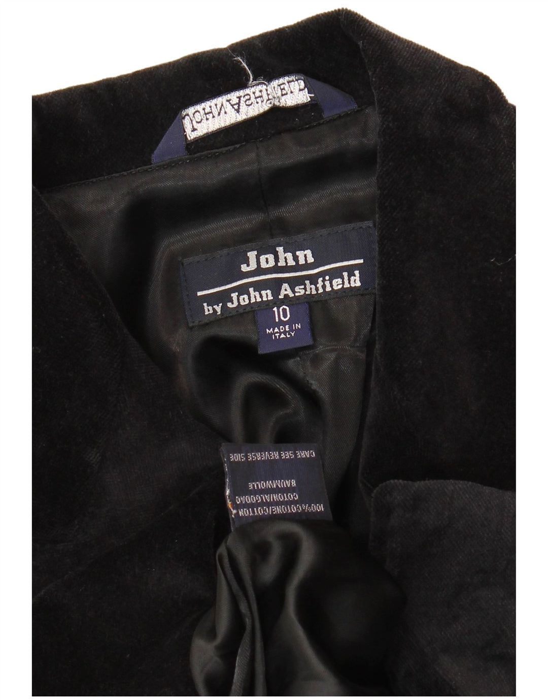 John Ashfield Damen Samtmantel UK 10 Small Schwarz Baumwolle