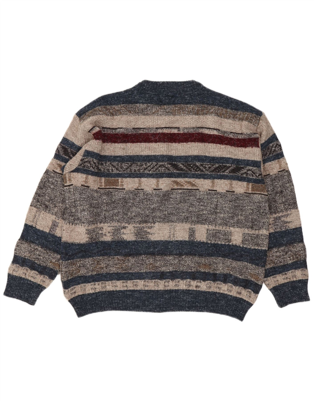 Vintage Herren Pullover mit Rundhalsausschnitt, groß, mehrfarbig gestreift