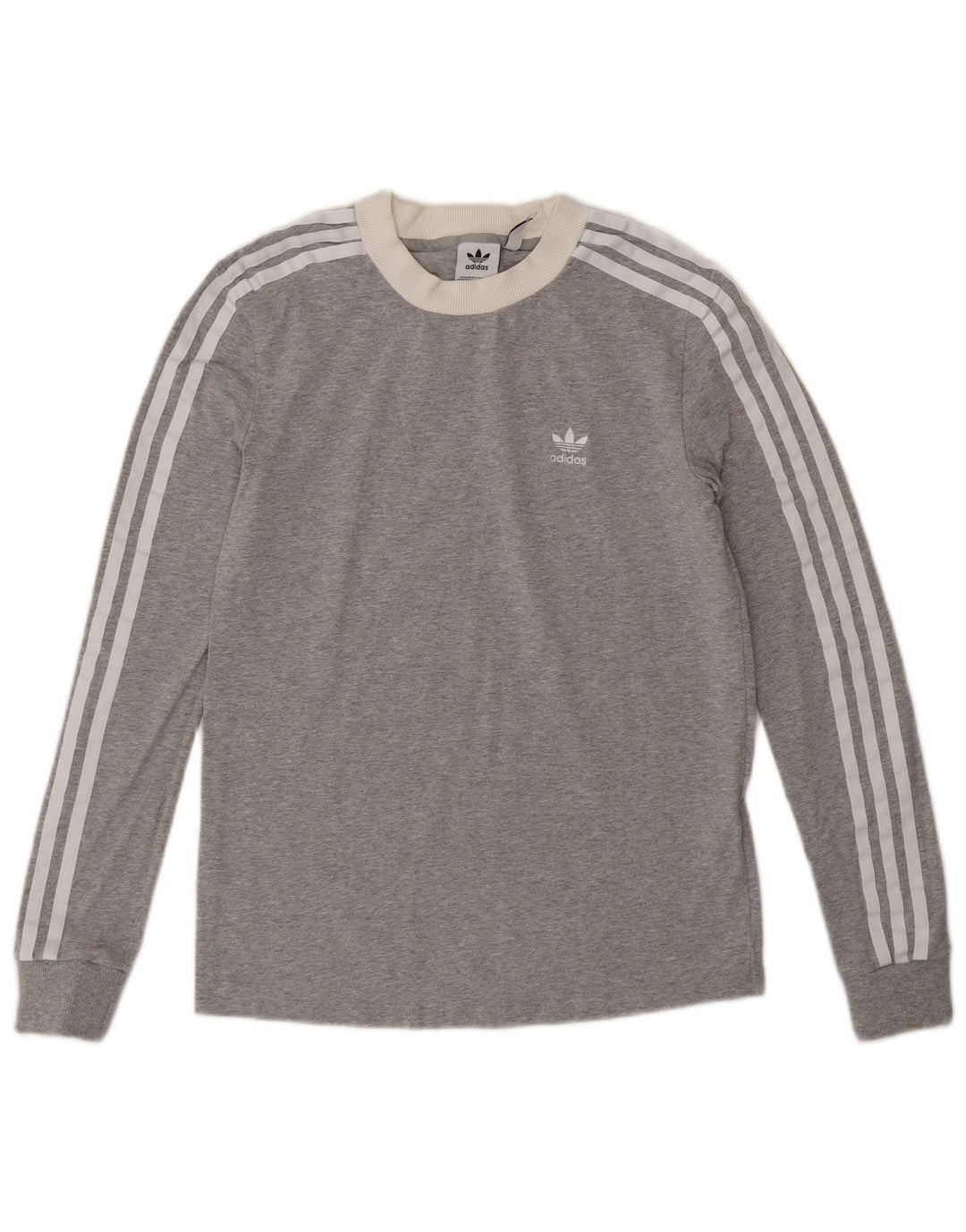 Adidas Damen Top Langarm UK 8 Small Graue Baumwolle