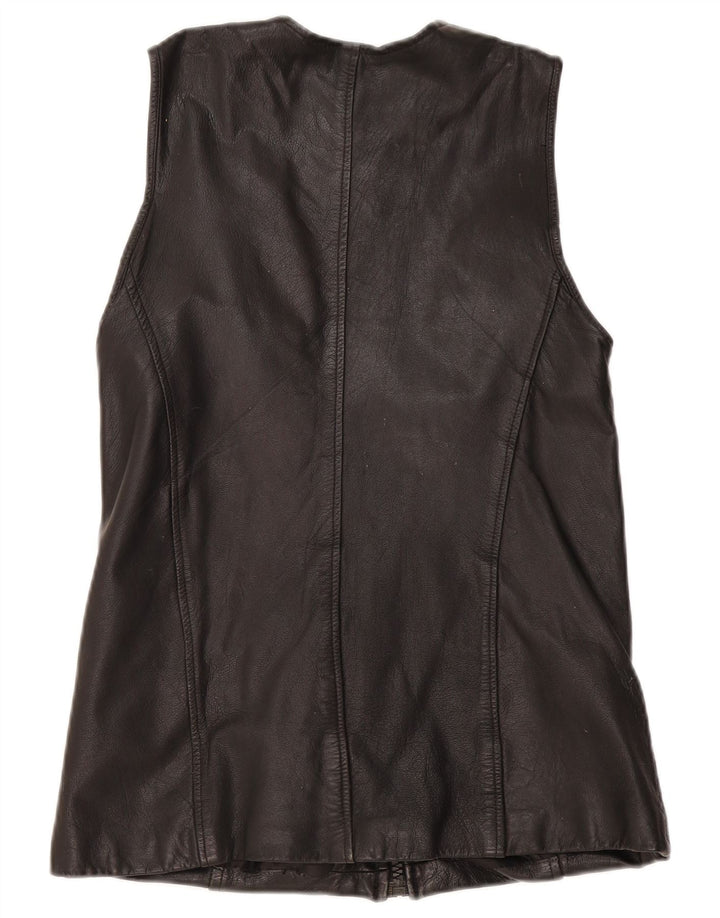 Vintage Damen Lederweste UK 12 Mittelschwarzes Leder