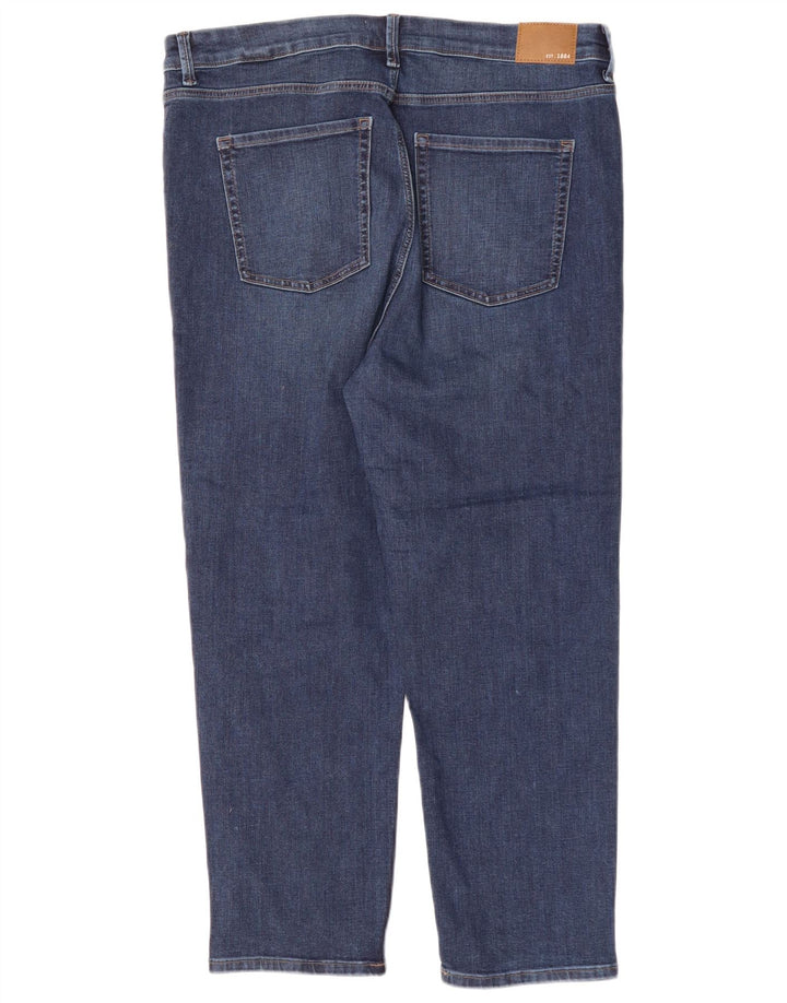 MARKS & SPENCER Damen Cigarette Slim Kurzjeans UK 18 XL W36 L25 Blau