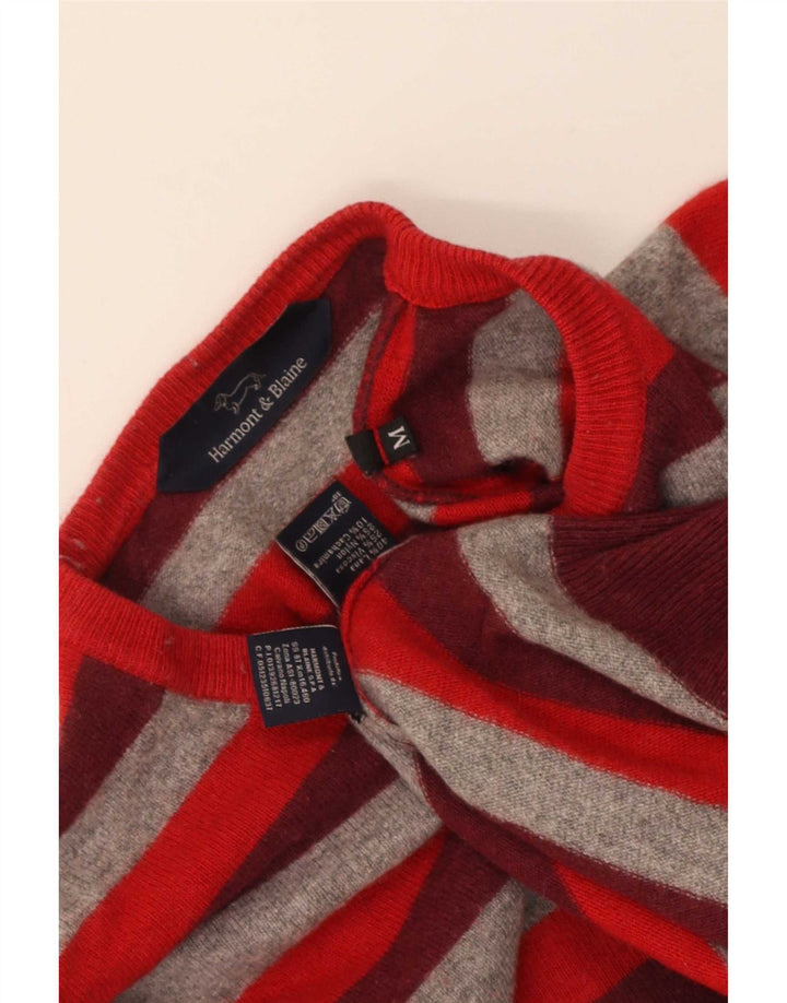 Harmont & Blaine Herren-Pullover mit Rundhalsausschnitt, mittelrot gestreifte Wolle