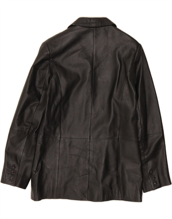 SASHA Womens Leather Coat UK 12 Medium  Black Leather Vintage Sasha and Second-Hand Sasha from Messina Hembry 