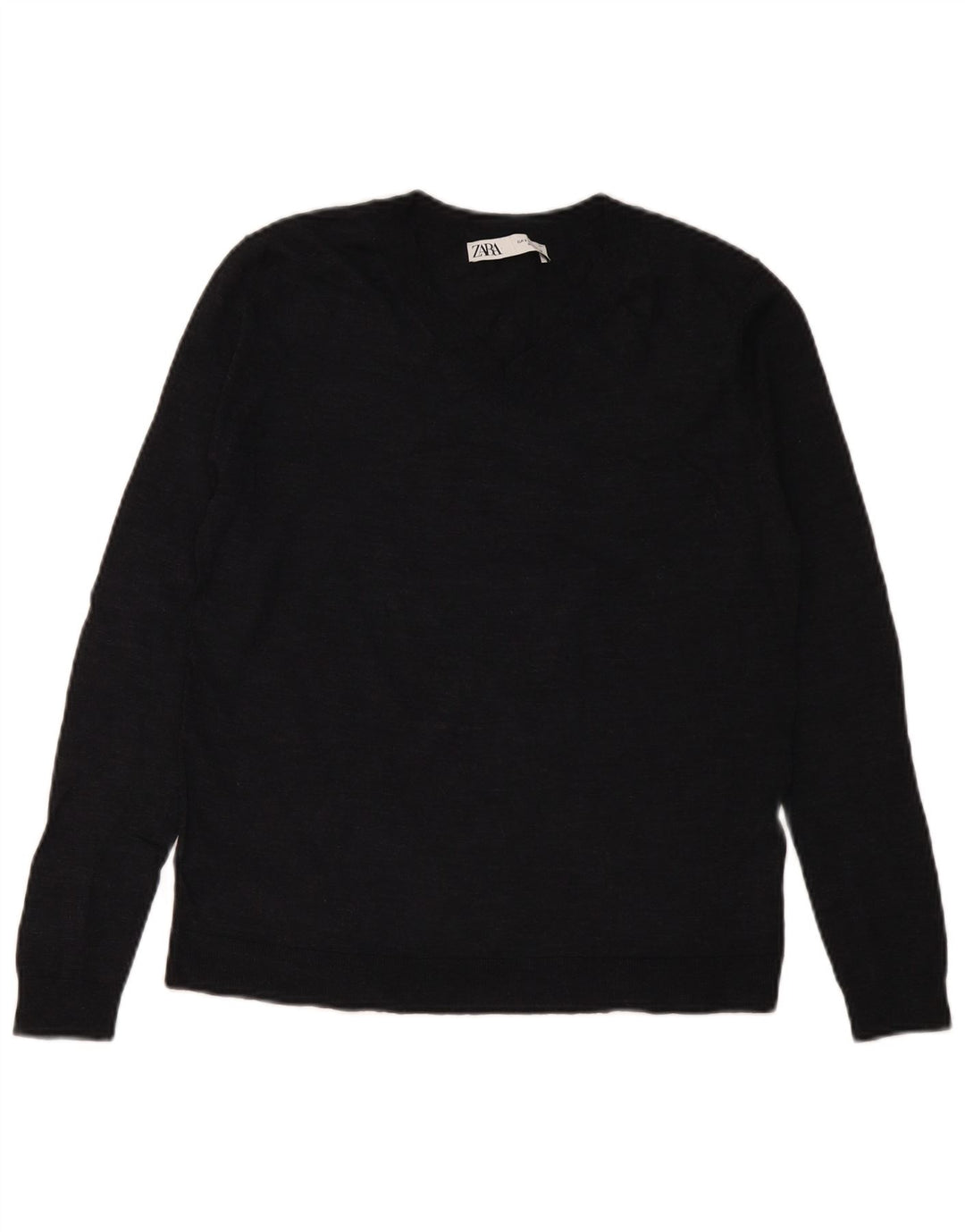 Zara Damen-Pullover mit V-Ausschnitt, UK 10, Größe S, marineblaue Wolle