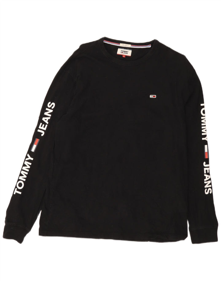 Tommy Hilfiger Herren-Grafik-Oberteil, langärmelig, groß, schwarze Baumwolle