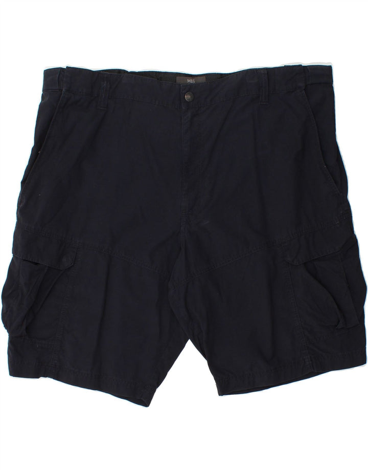 MARKS & SPENCER Mens Cargo Shorts W44 2XL Navy Blue Cotton Vintage Marks & Spencer and Second-Hand Marks & Spencer from Messina Hembry 