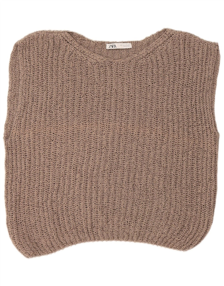 Zara Damen Übergroßes Weste-Tanktop UK 10 Small Beige