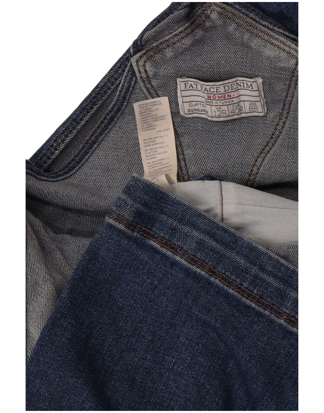 Fat Face Damen Latzhose Capri Jeans UK 12 Medium W32 L21 Blaue Baumwolle