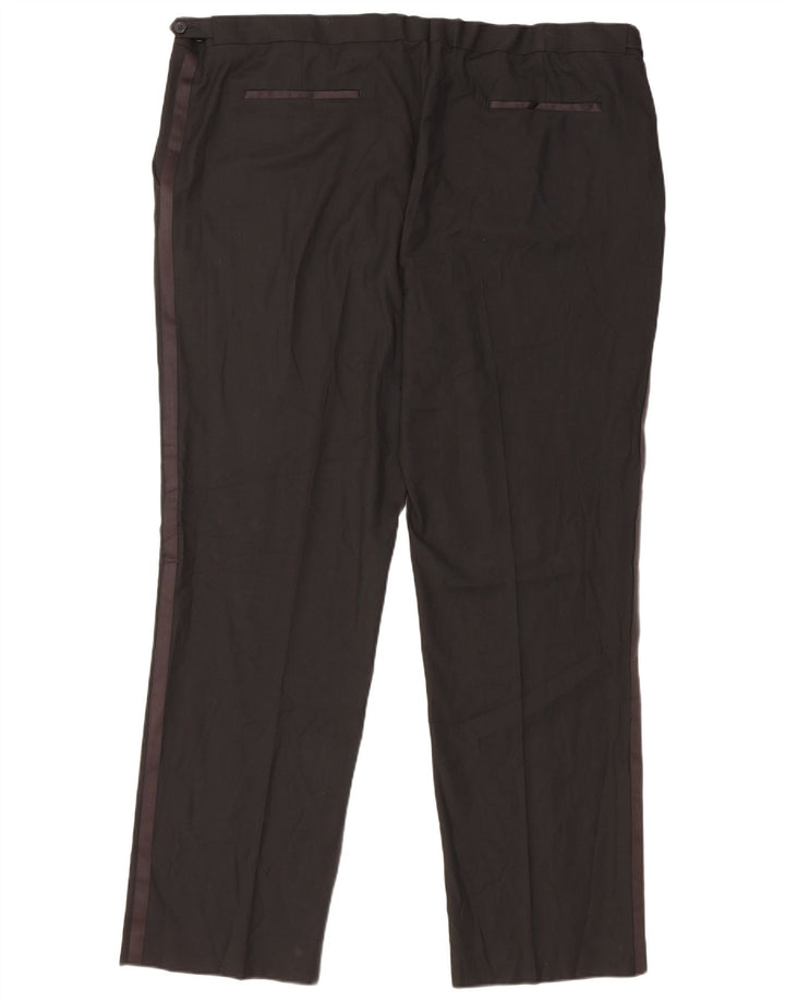 Marks & Spencer Herren-Anzughose mit normaler Passform, W46, L33, schwarzes Polyester