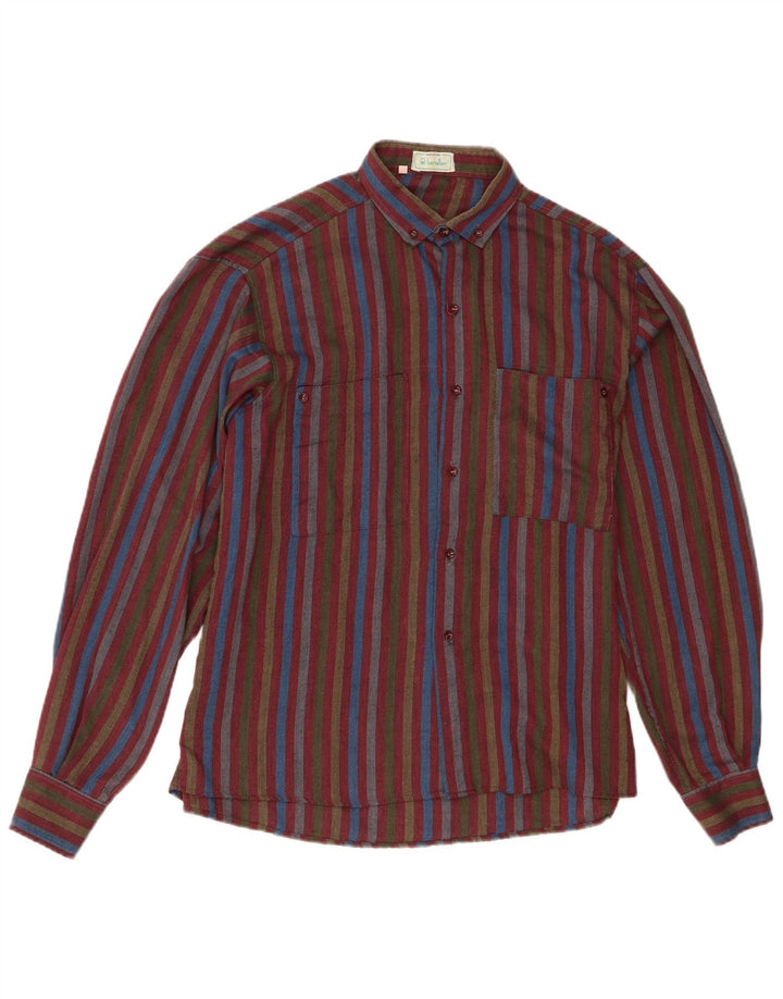 Benetton Herren-Flanellhemd, klein, mehrfarbig, gestreift, Baumwolle