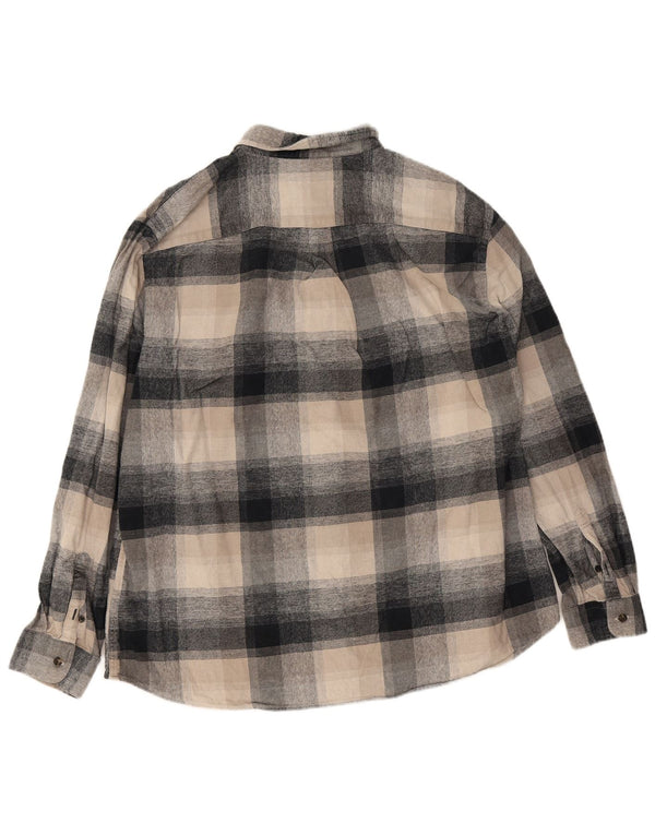 Marks & Spencer Herren-Flanellhemd mit normaler Passform, 2XL, beige kariert, Baumwolle