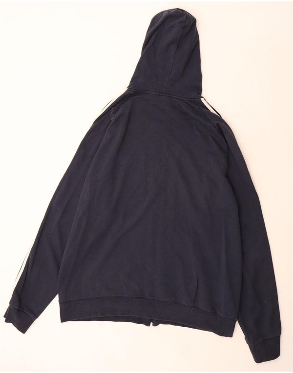 ADIDAS Mens Zip Hoodie Sweater 2XL Navy Blue Cotton