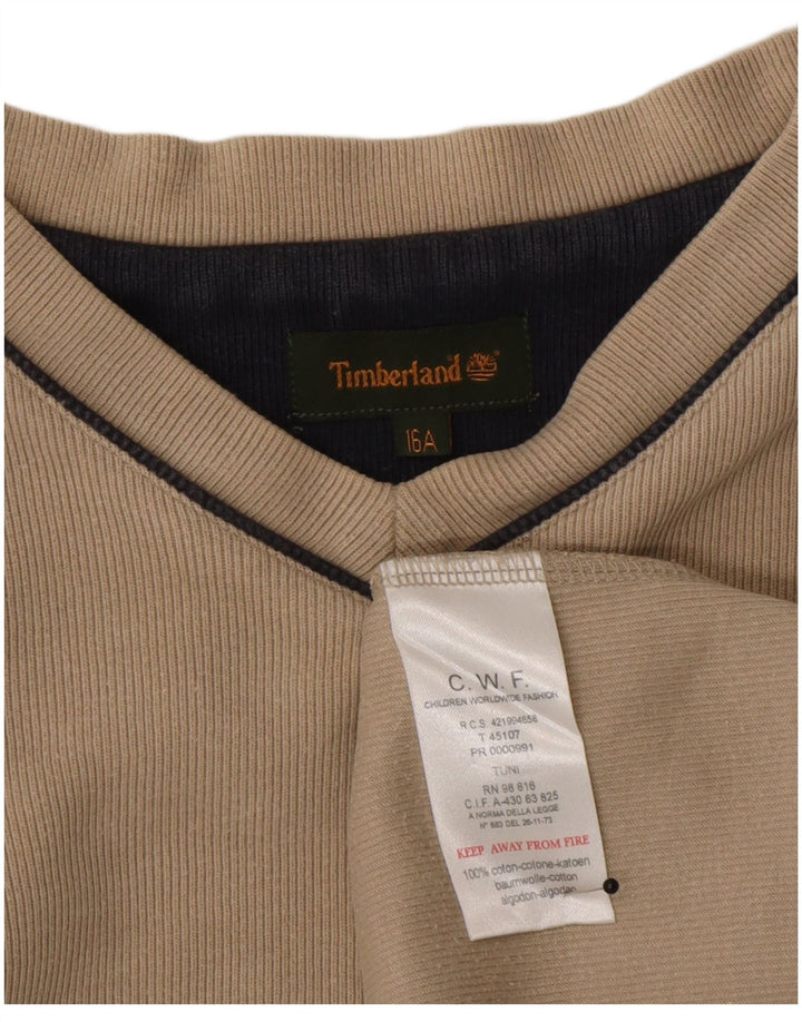 Timberland Jungen-Oberteil, langärmelig, 15–16 Jahre, beige Baumwolle