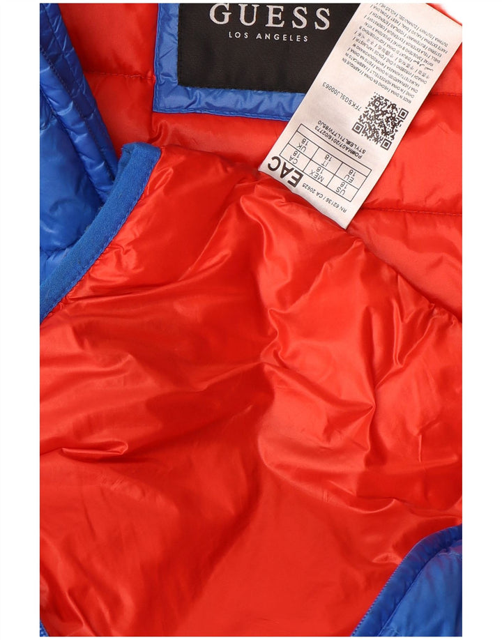 GUESS Wattierte Jungenjacke mit Kapuze, 15–16 Jahre, blaues Polyamid