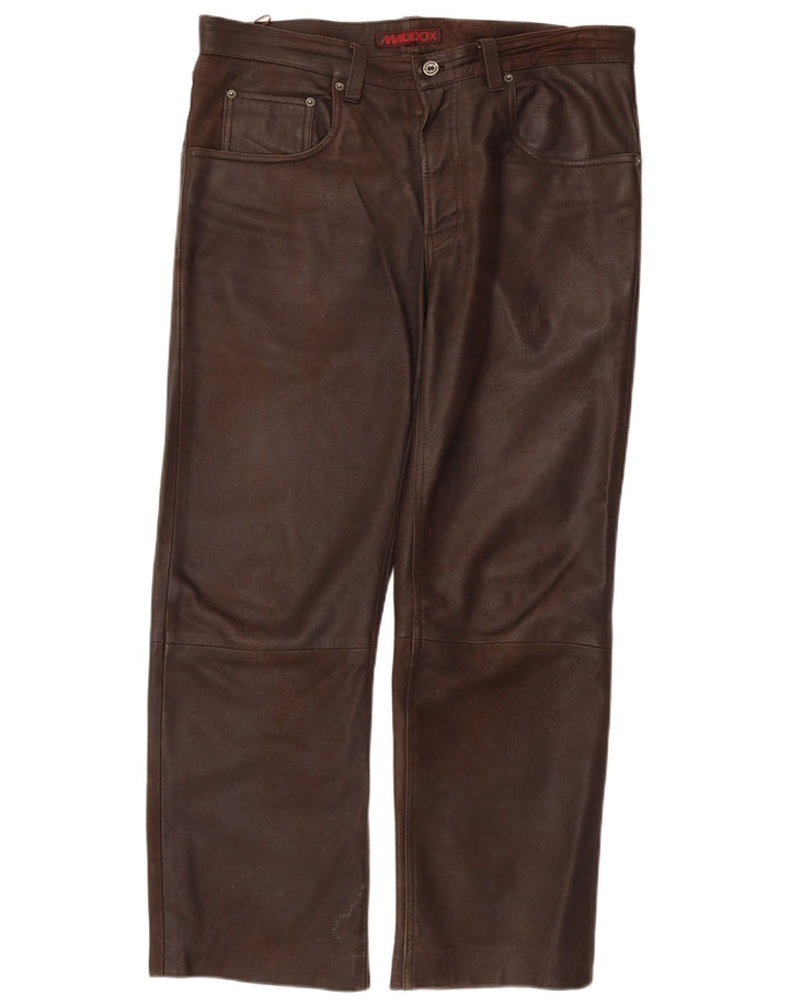 Maddox Herren Lederhose W36 L28 Braunes Leder