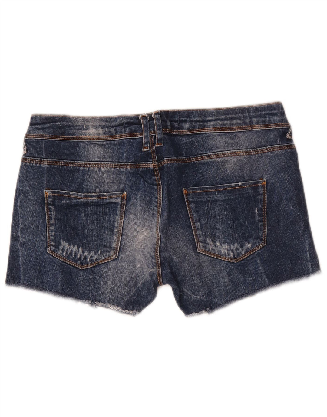Zara Damen Distressed Denim Shorts EU 38 Small W28 Blau