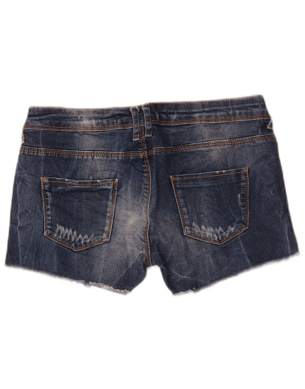 Zara Damen Distressed Denim Shorts EU 38 Small W28 Blau