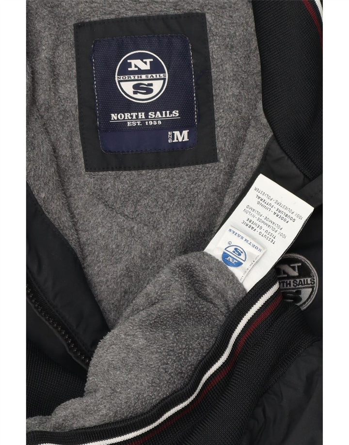 North Sails Herren Bomberjacke UK 38 Medium Schwarz Gestreiftes Polyamid