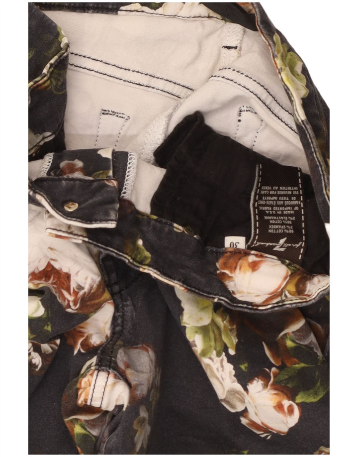 7 FOR ALL MANKIND Damen Slim Jeans W30 L26 Schwarz geblümte Baumwolle