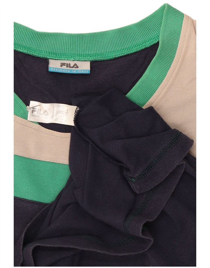 Fila Herren-Top, langärmelig, XL, marineblau, Colourblock-Baumwolle