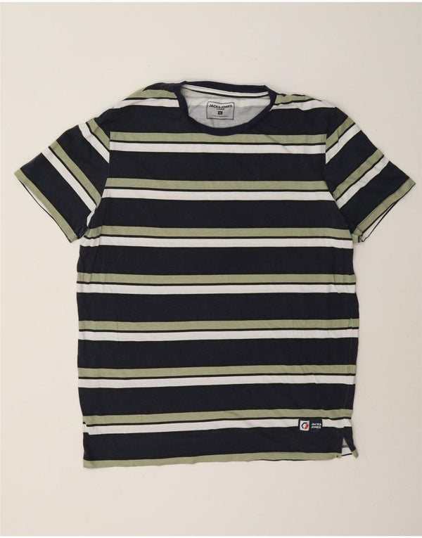 Jack & Jones Herren T-Shirt Top XL Marineblau gestreift aus Baumwolle