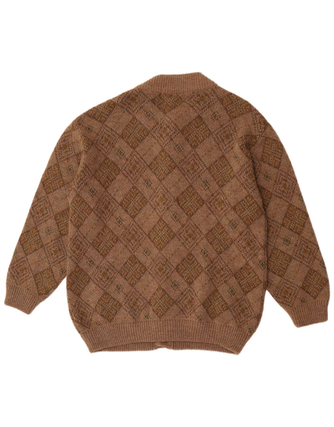 Angelo Greco Herren-Strickjacke von Simona, groß, braun, Argyle/Diamant