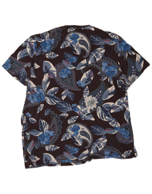 Ted Baker Herren T-Shirt Top Größe 5 XL Schwarz geblümte Baumwolle