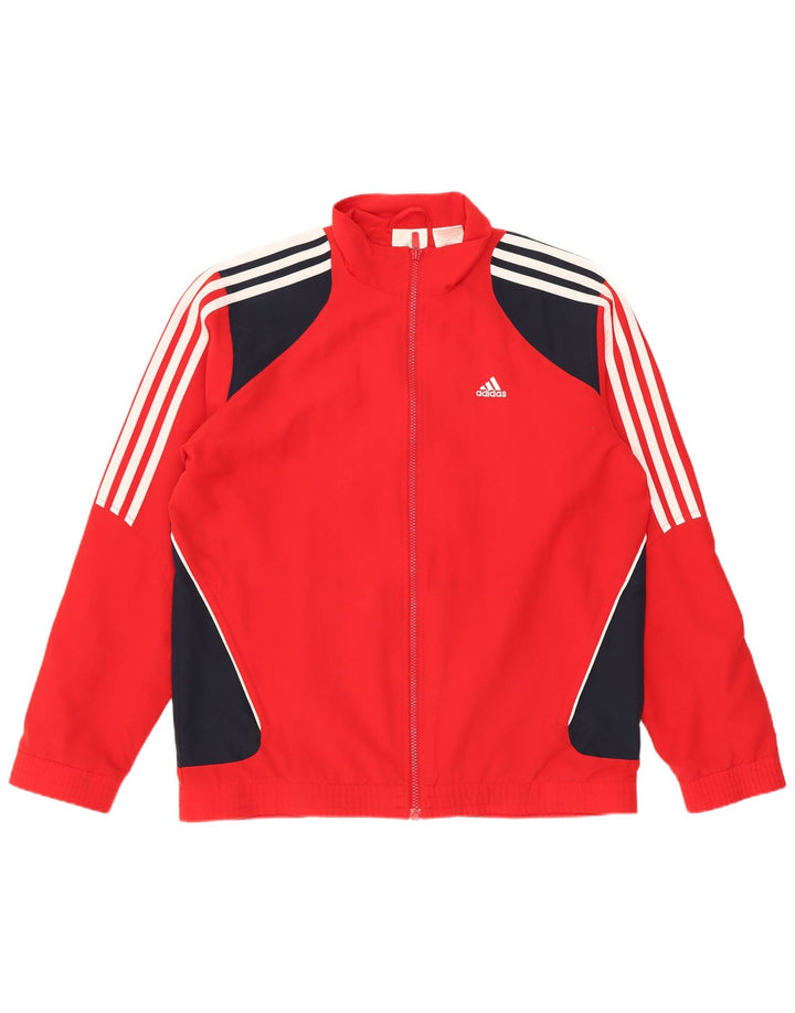 Adidas Jungen-Trainingsanzug-Top-Jacke, 15–16 Jahre, rotes Farbblock-Polyester