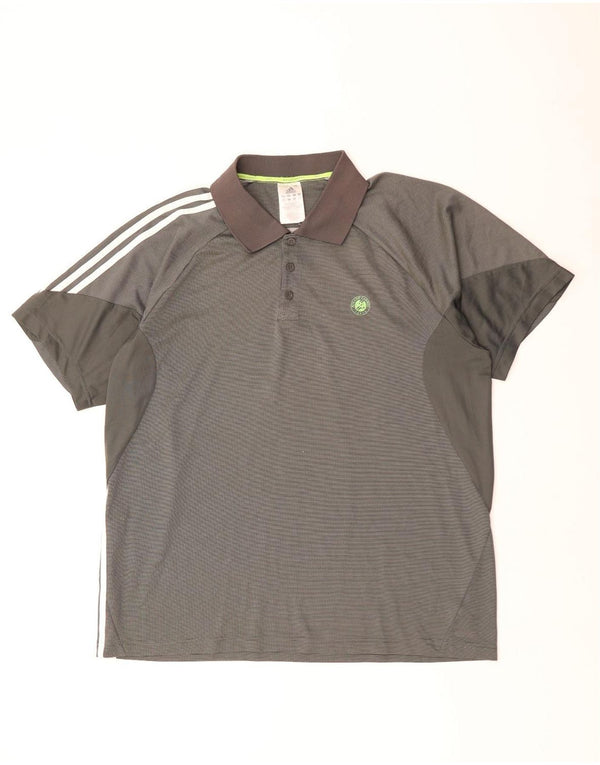 ADIDAS Herren Rolando Carros Poloshirt XL Grau Nadelstreifen