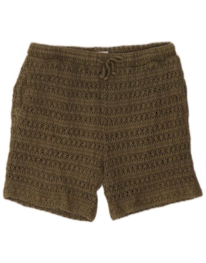 Zara Häkelshorts für Damen, groß, W32, Khaki, Baumwolle