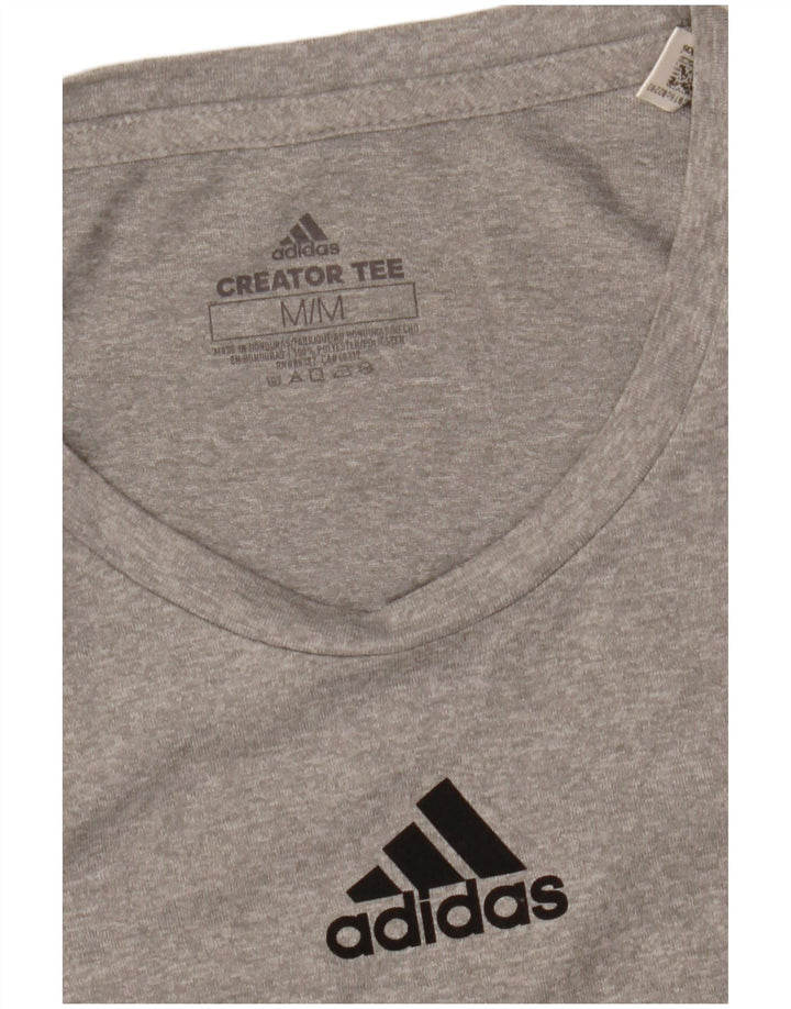 ADIDAS Womens Climalite Graphic T-Shirt Top UK 14 Medium Grey Polyester