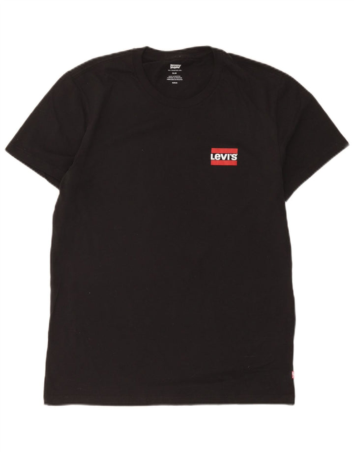 Levi's Slim T-Shirt-Oberteil für Herren aus mittelschwarzer Baumwolle