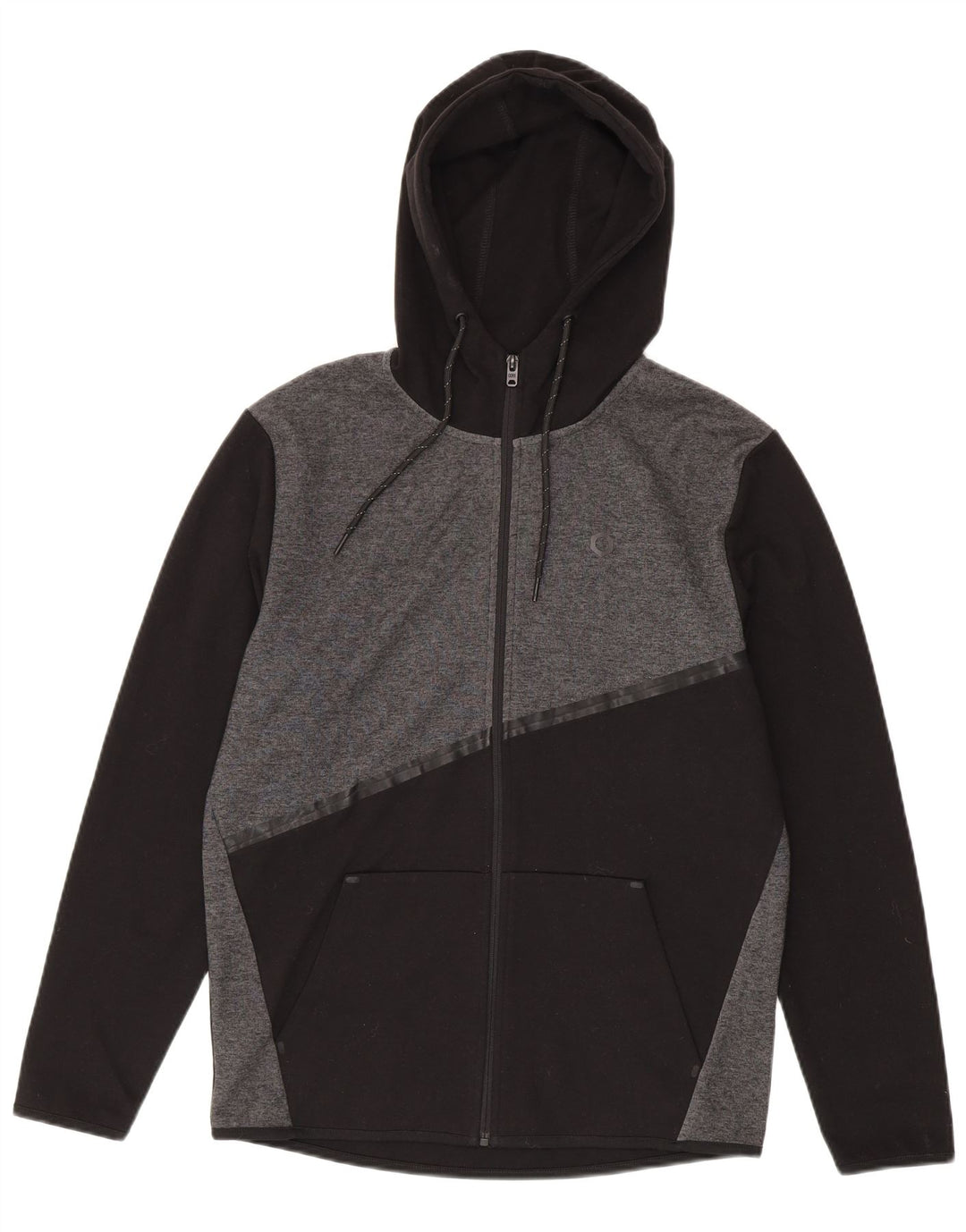 Jack & Jones Herren-Kapuzenpullover mit Reißverschluss, mittelschwarz, Farbblock-Polyester