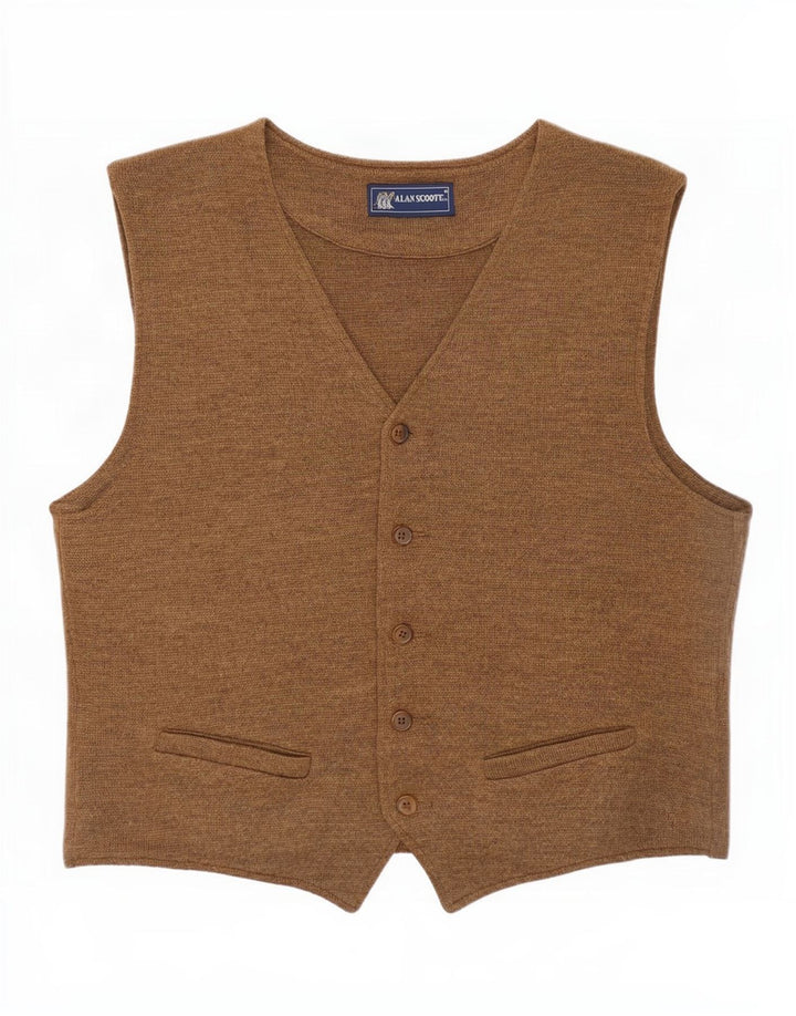 Alan Scoott Herren Strickweste IT 48 Kleine braune Wolle