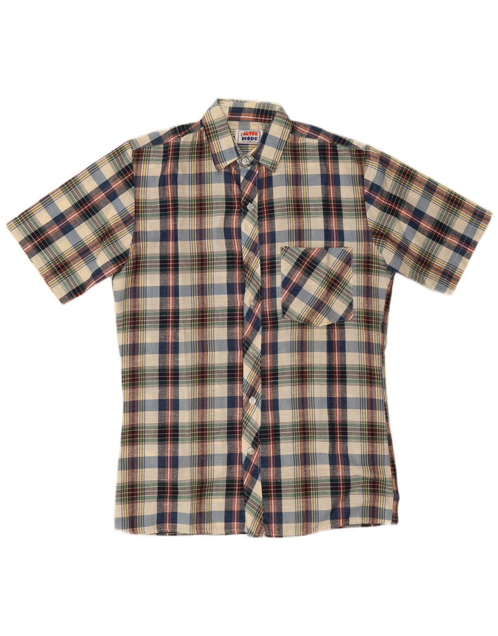 Vintage Herren Kurzarmhemd Medium Mehrfarbig kariert