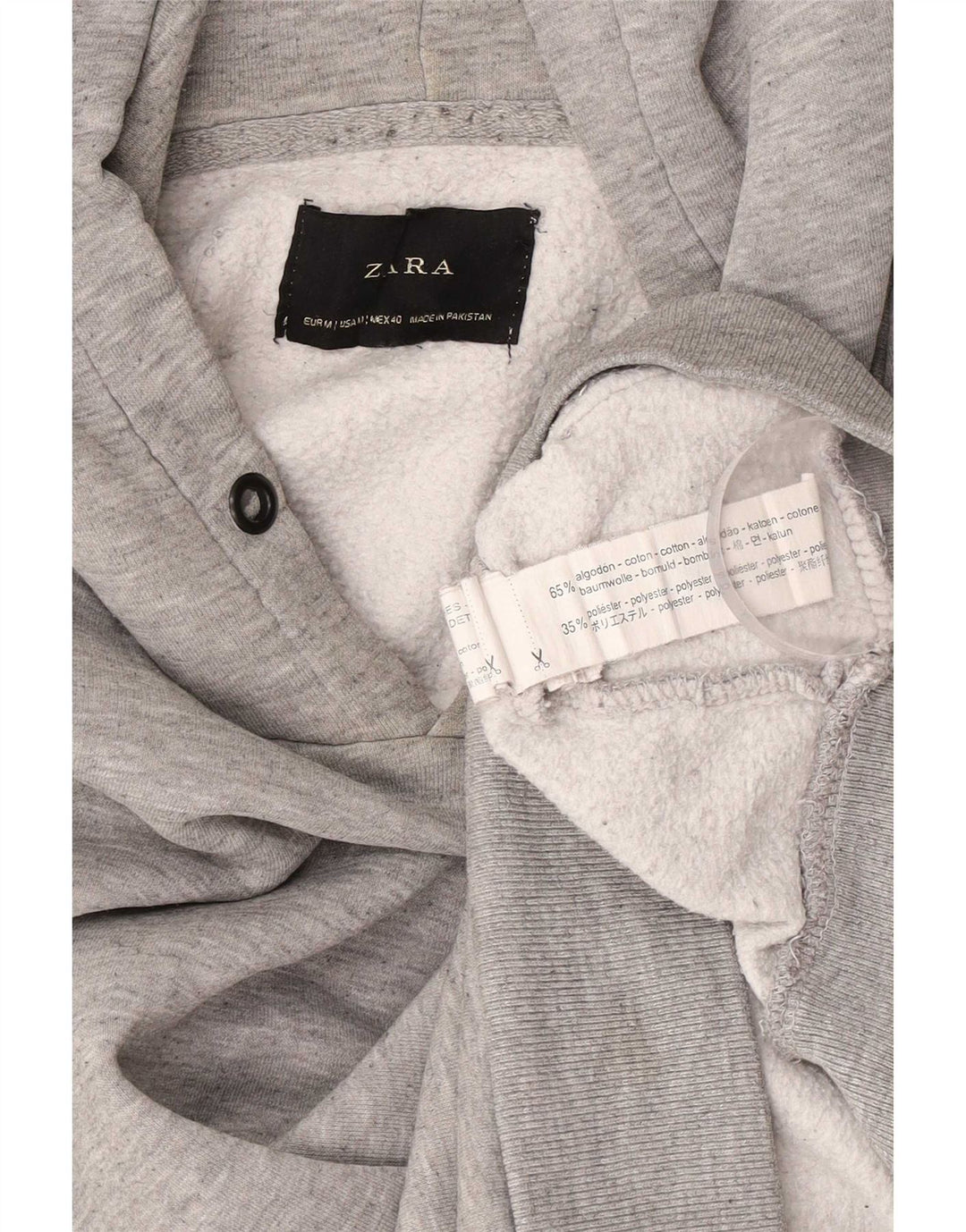 Zara Herren-Kapuzenpullover aus mittelgrau gesprenkelter Baumwolle