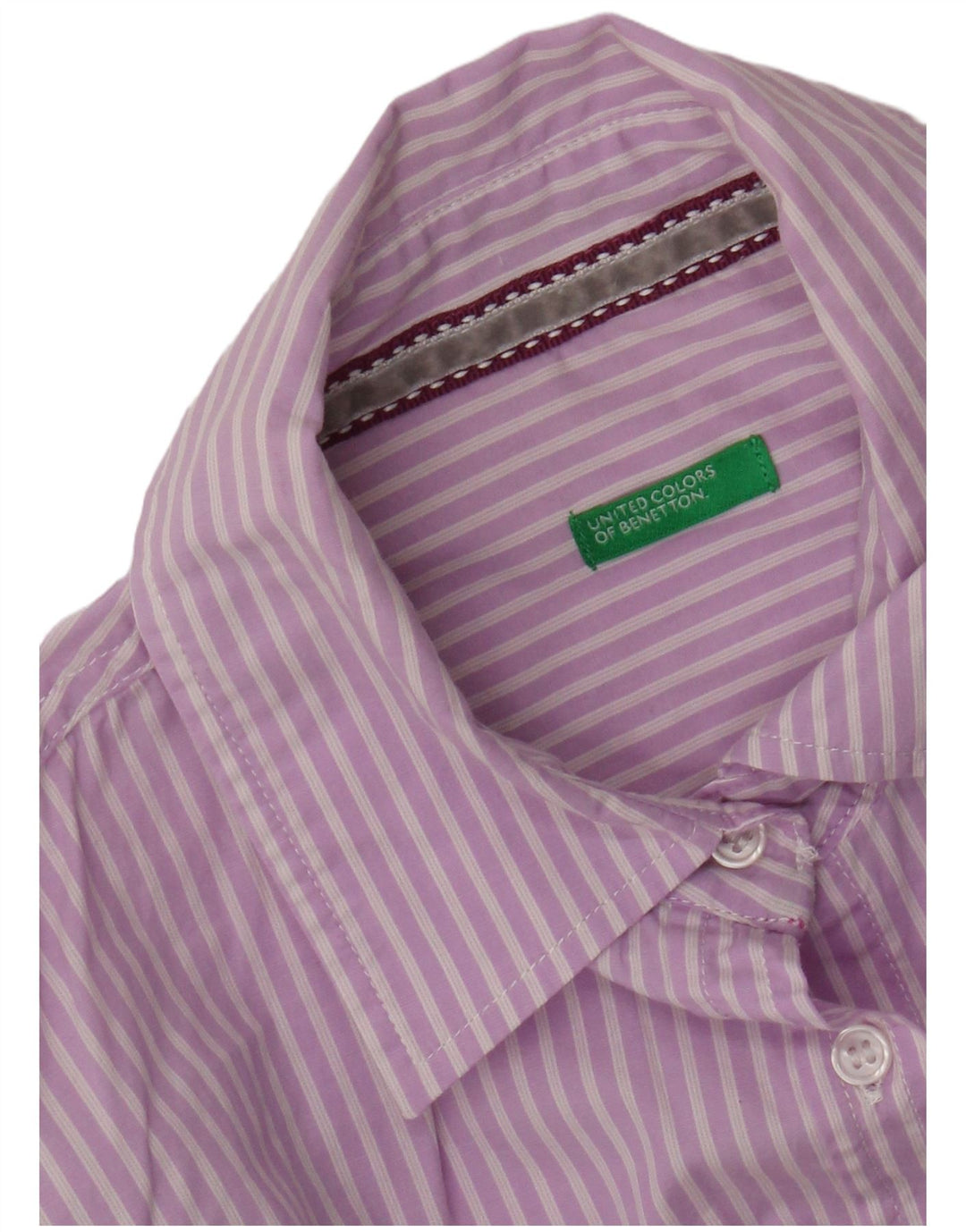 BENETTON Damen-Hemd UK 14 Mittelviolett gestreift