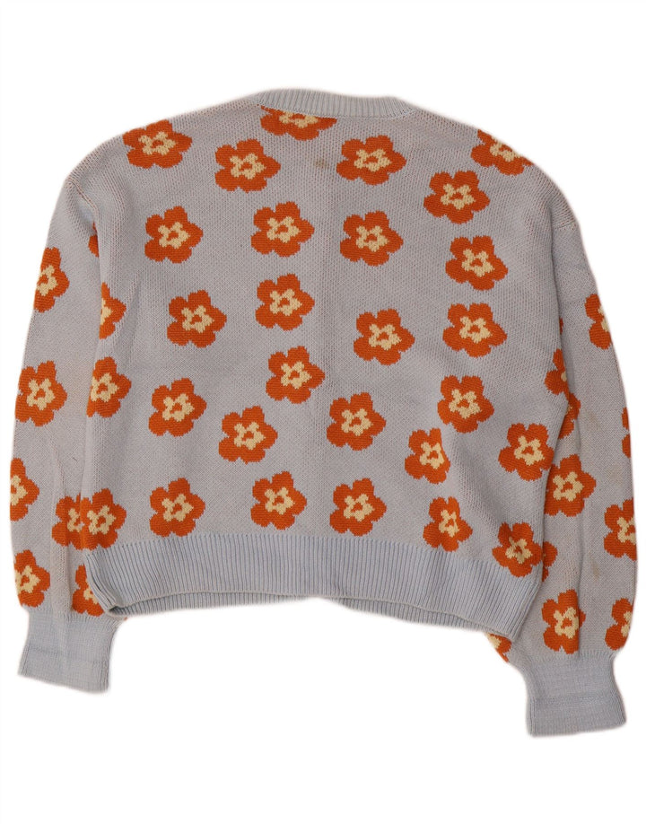 Zara Damen-Strickjacke in Übergröße, Gr. 10, klein, blau geblümt