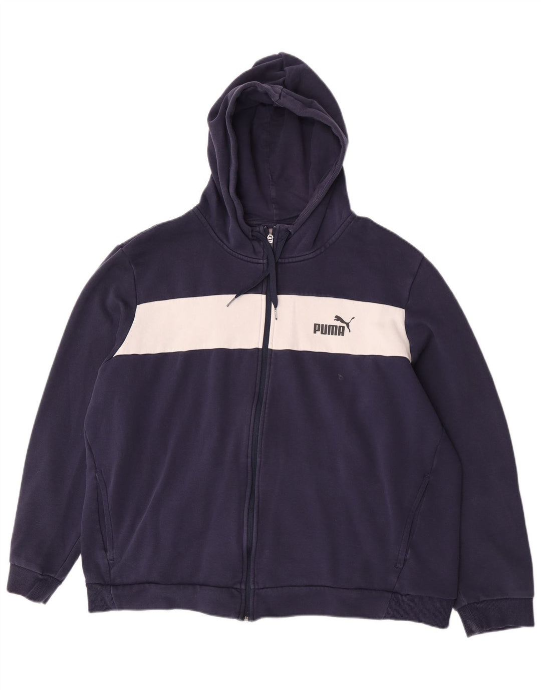 Puma Herren-Kapuzenpullover mit Reißverschluss, 2XL, Marineblau, Farbblock-Polyester