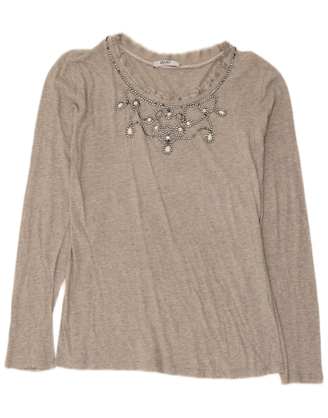 LIU JO Damen Top Langarm UK 10 Small Grau